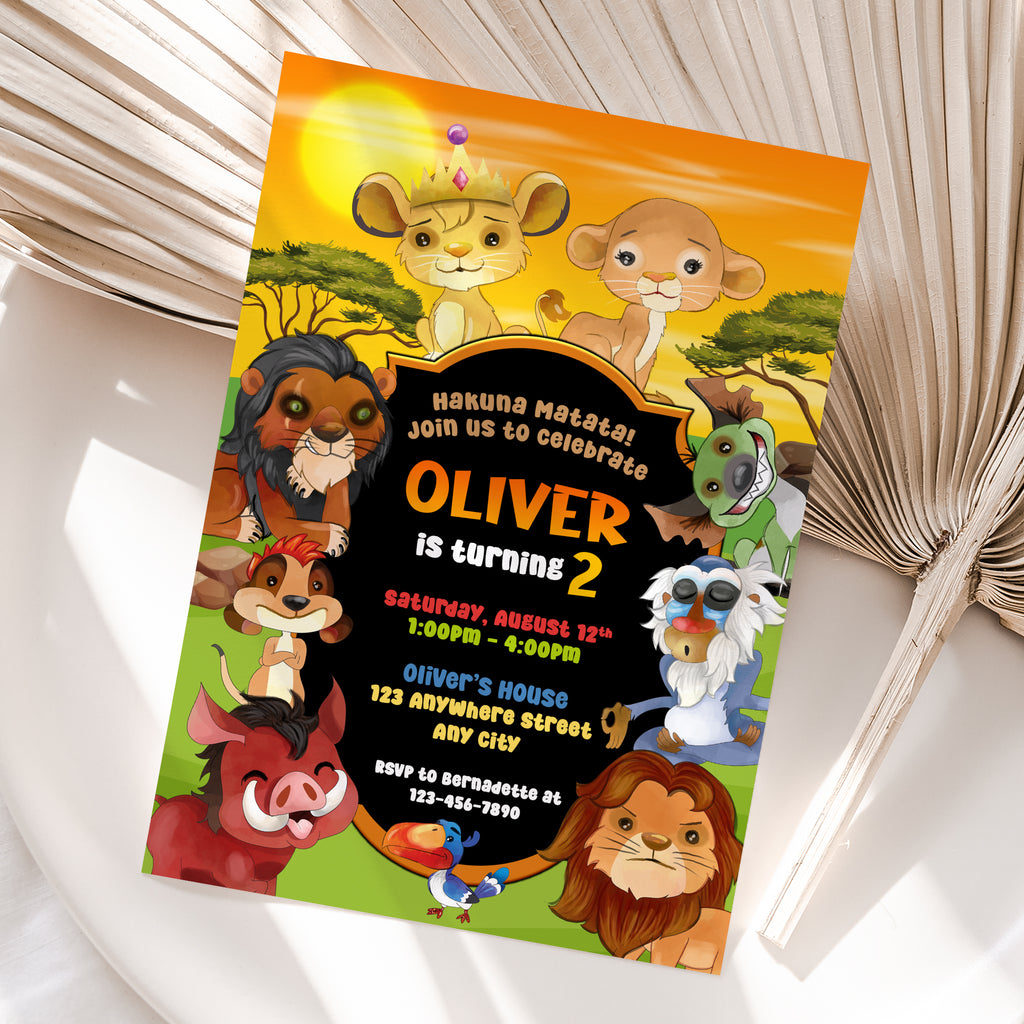 Lion King Birthday Invitation – Personalized Digital Printable Party Invite (Version 2)