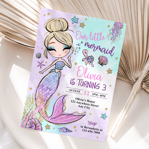 Personalized Mermaid Birthday Invitation – Digital JPG File for Any Age (Version 2)