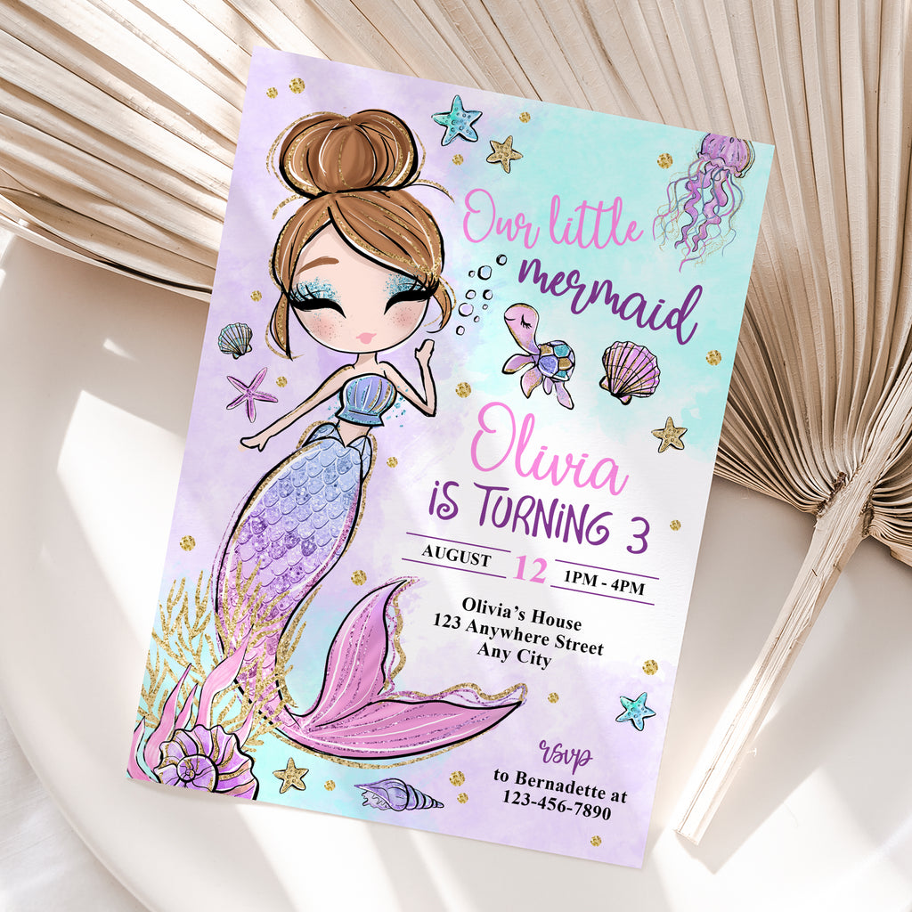 Personalized Mermaid Birthday Invitation – Digital JPG File for Any Age
