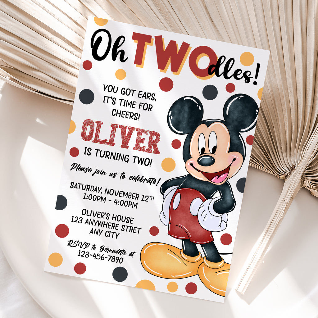Personalized Mickey Mouse 2nd Birthday Invitation – Digital JPG File for Any Age (Version 2)
