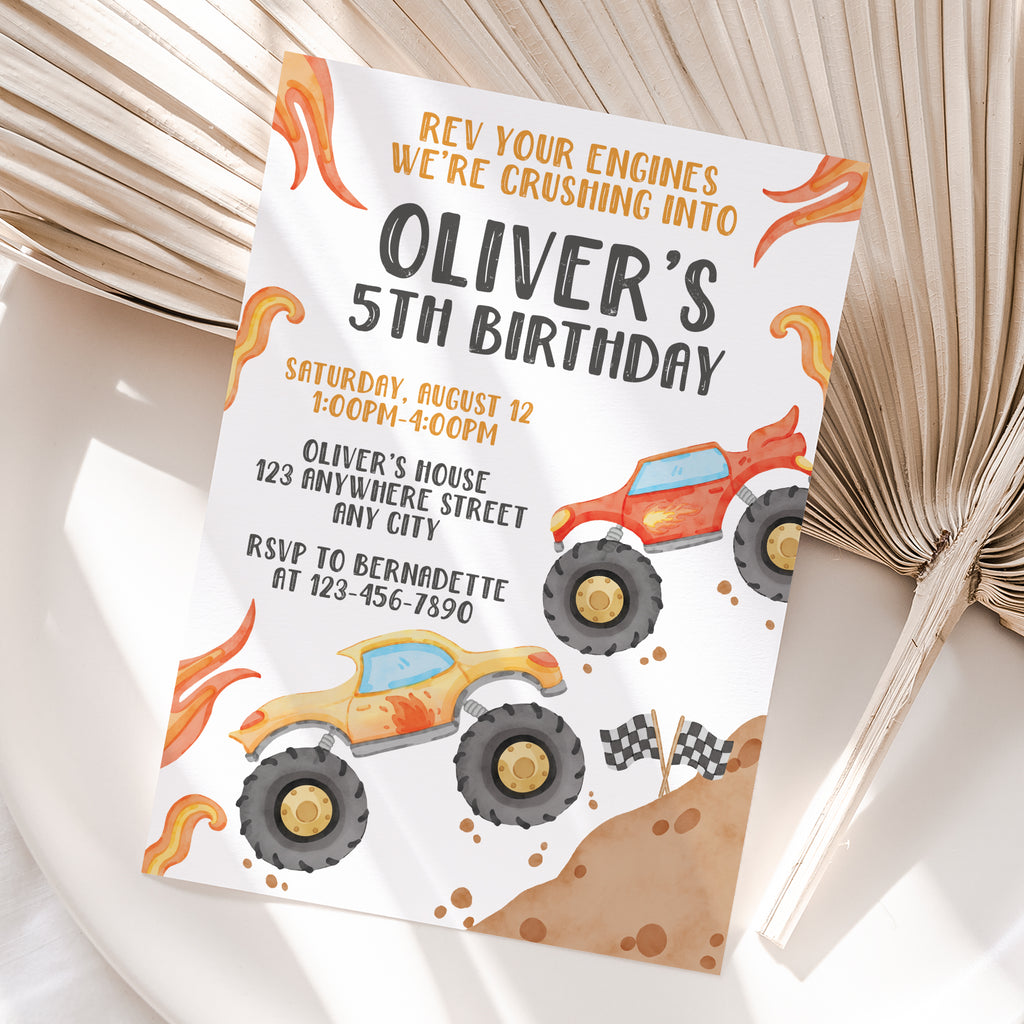 Personalized Monster Truck Birthday Invitation – Digital JPG File for Any Age
