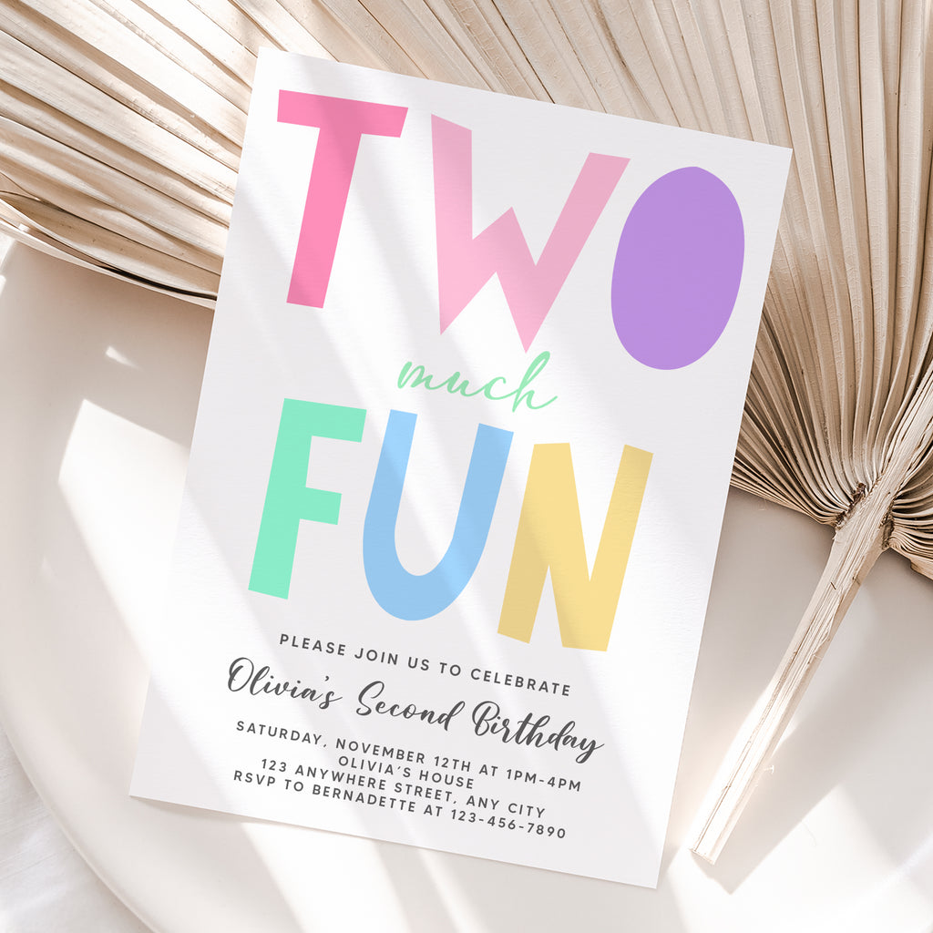 Personalized Pastel 2nd Birthday Invitation – Digital JPG File