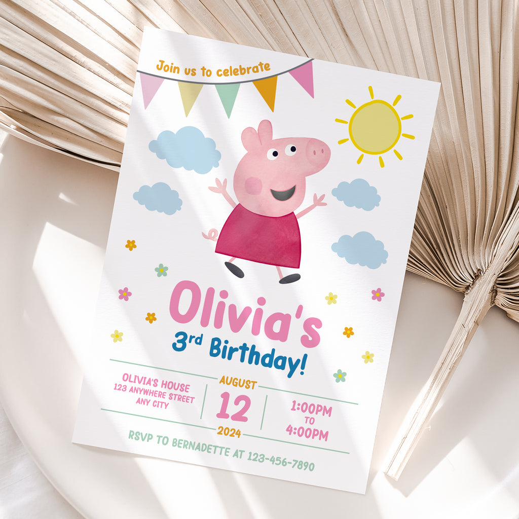 Peppa Pig Birthday Invitation – Personalized Digital Printable Party Invite