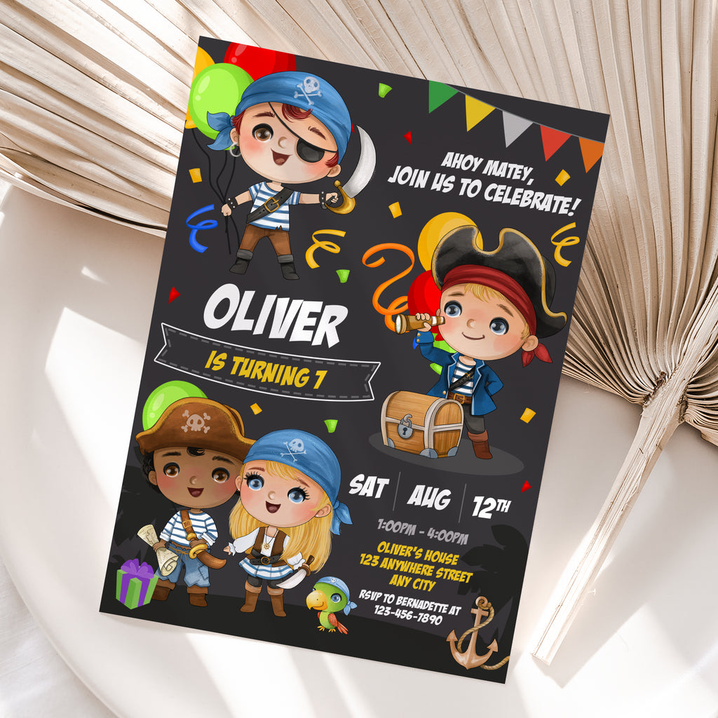 Personalized Pirate Birthday Invitation – Digital JPG File for Any Age (Version 2)