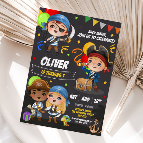 Personalized Pirate Birthday Invitation – Digital JPG File for Any Age (Version 2)