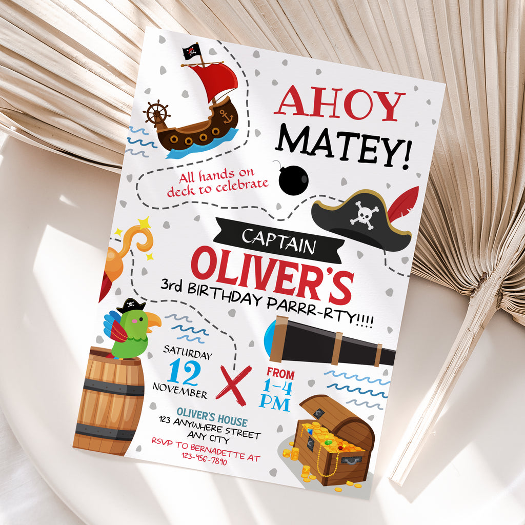 Personalized Pirate Birthday Invitation – Digital JPG File for Any Age (Version 3)