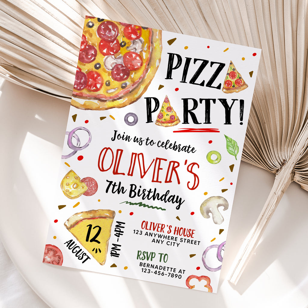 Personalized Pizza Party Birthday Invitation – Digital JPG File for Any Age (Version 2)