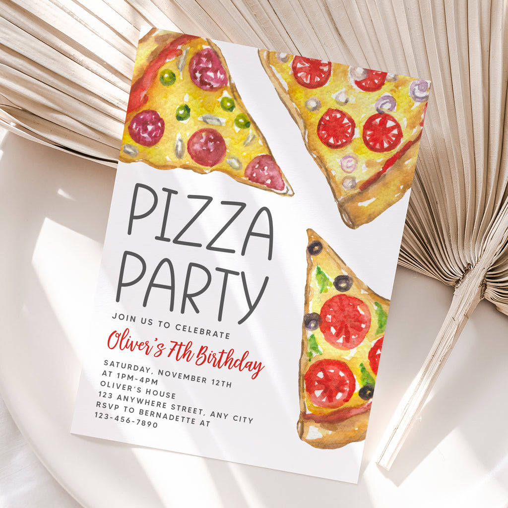 Personalized Pizza Party Birthday Invitation – Digital JPG File for Any Age