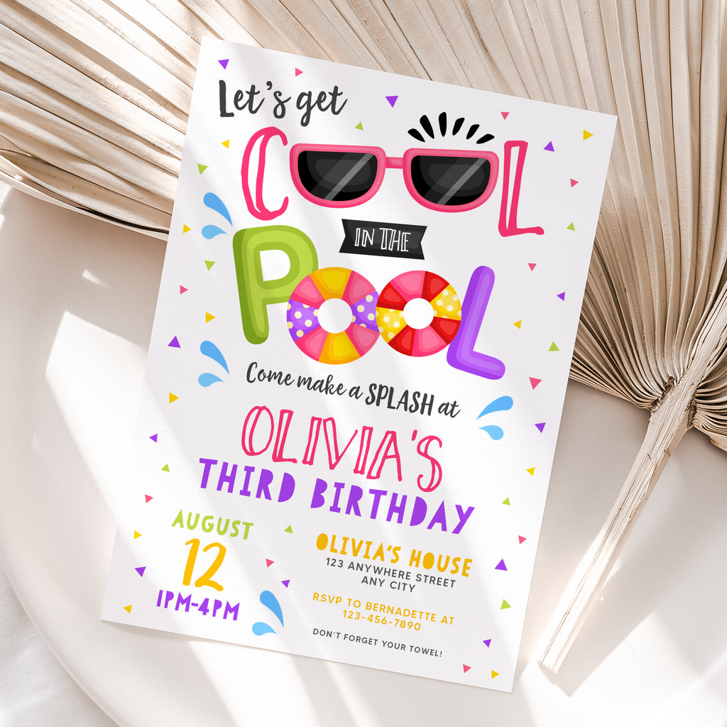 Personalized Pool Party Girl Birthday Invitation – Digital JPG File for Any Age