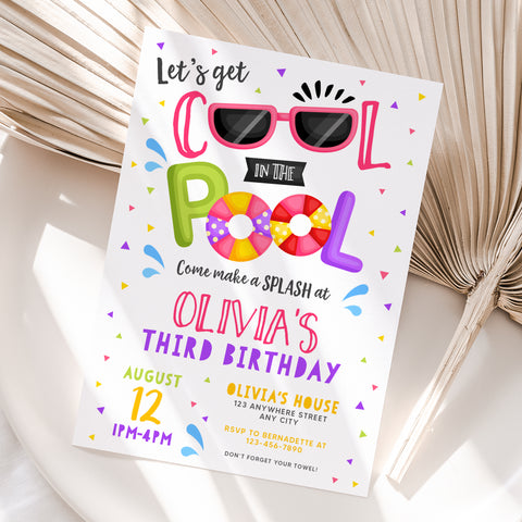 Personalized Pool Party Girl Birthday Invitation – Digital JPG File for Any Age