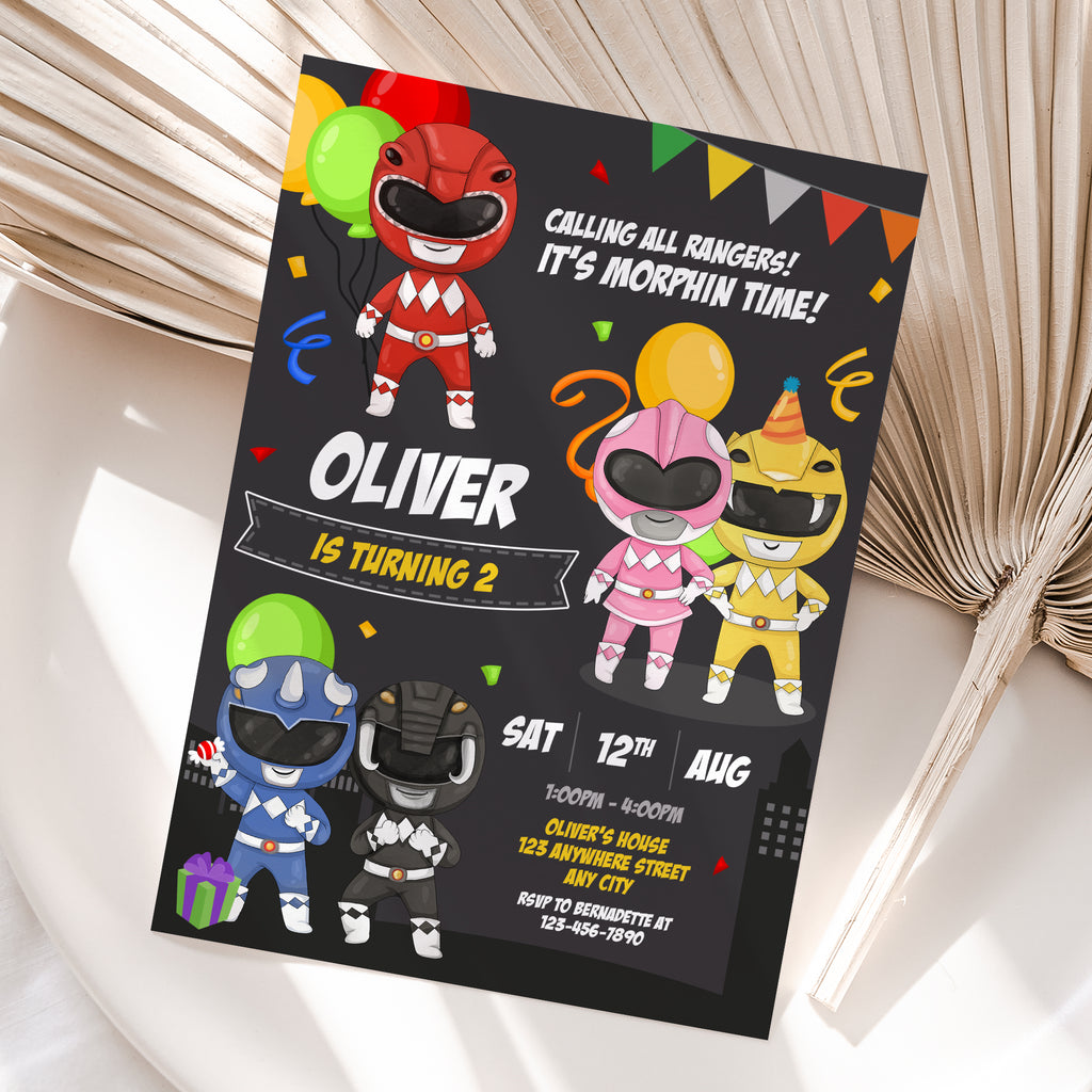 Power Rangers Birthday Invitation – Personalized Digital Printable Party Invite