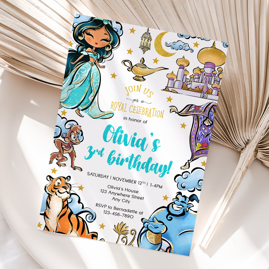 Personalized Princess Jasmine Birthday Invitation – Digital JPG File for Any Age