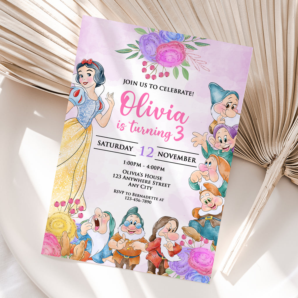 Personalized Snow White Birthday Invitation – Digital JPG File for Any Age (Version 3)