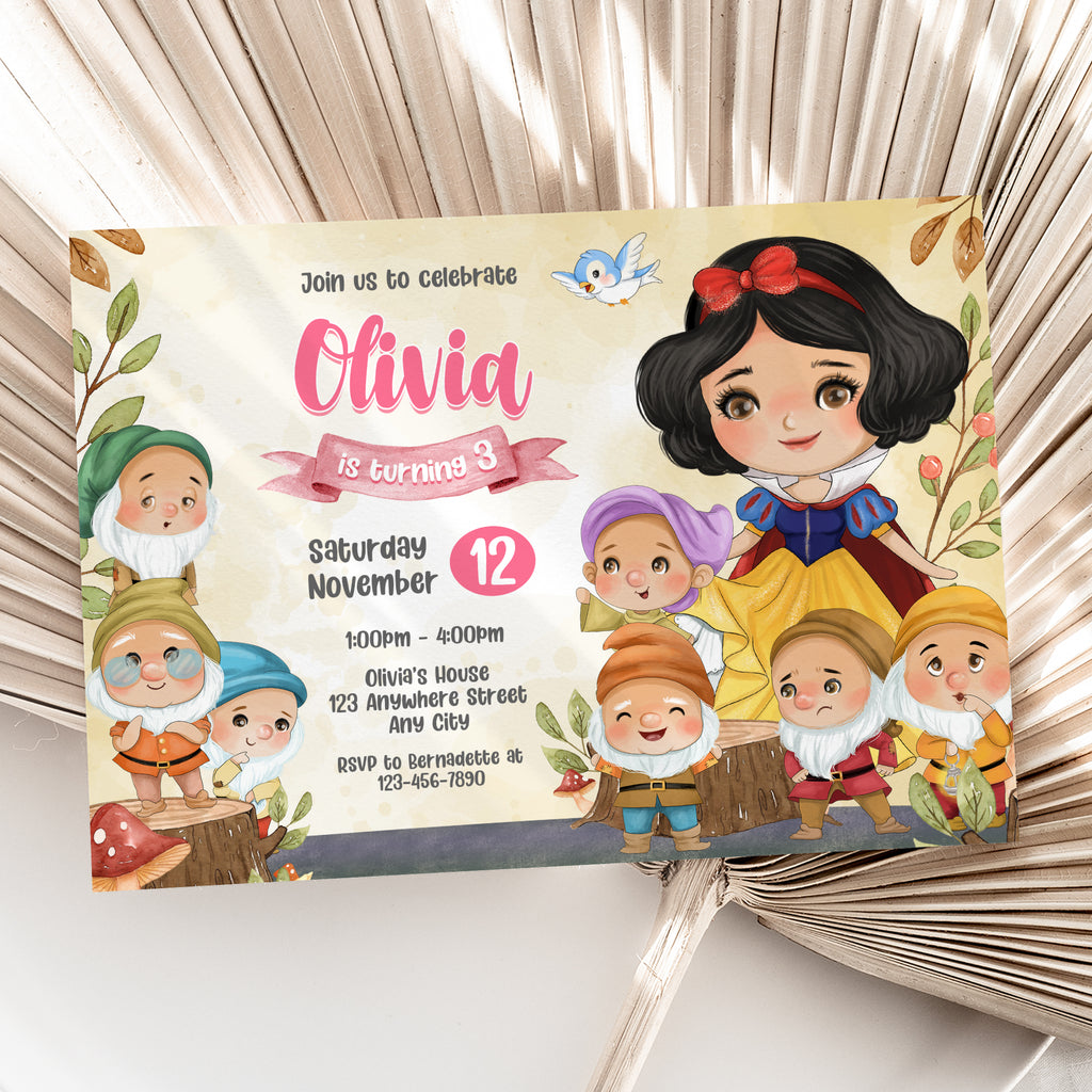 Personalized Snow White Birthday Invitation – Digital JPG File for Any Age