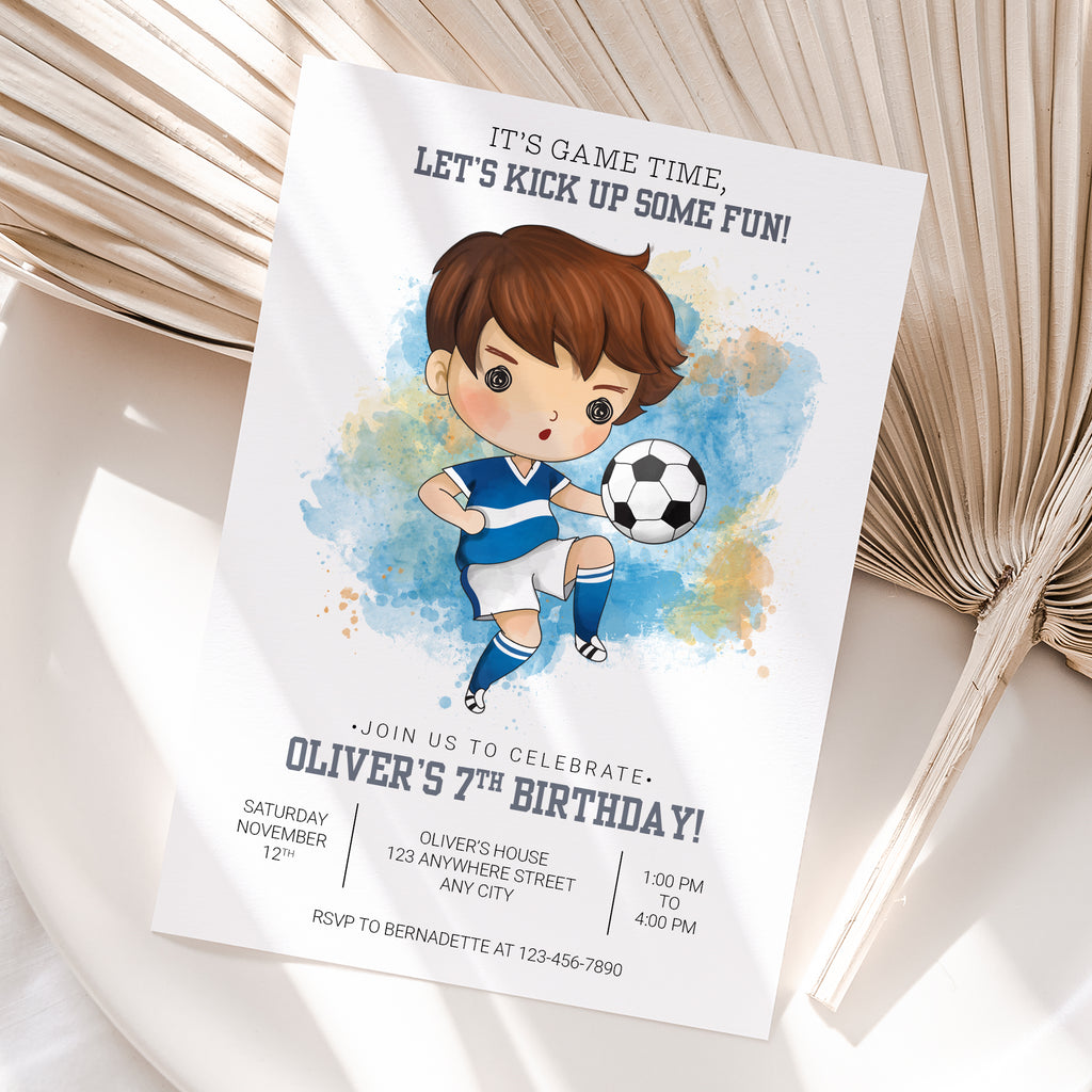 Personalized Soccer Birthday Invitation – Digital JPG File for Any Age (Version 2)
