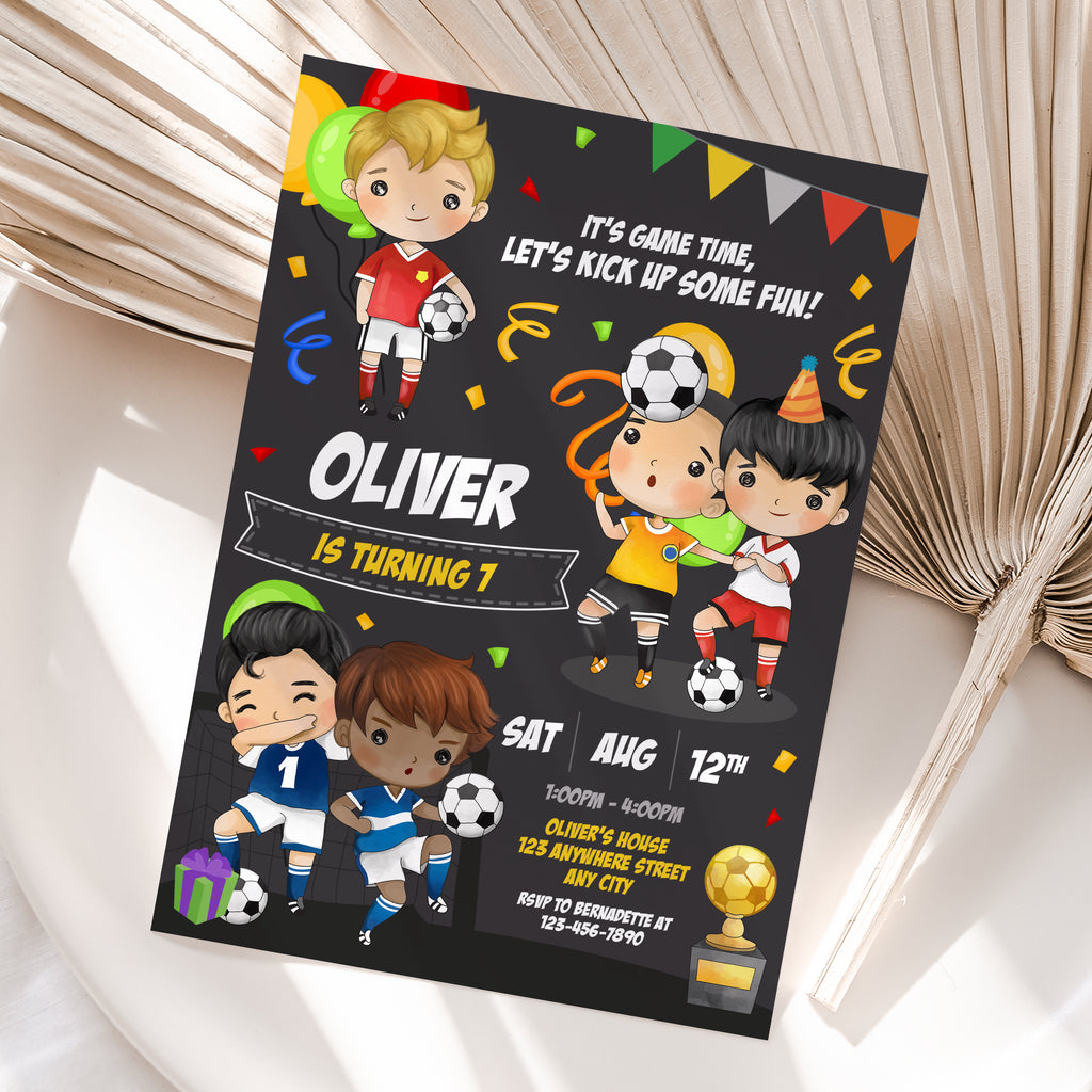 Personalized Soccer Birthday Invitation – Digital JPG File for Any Age (Version 7)