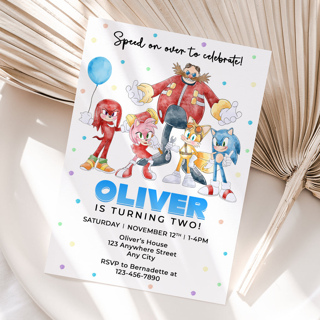 Personalized Sonic The Hedgehog Birthday Invitation – Digital JPG File for Any Age (Version 2)