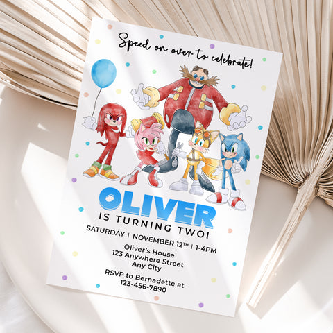 Personalized Sonic The Hedgehog Birthday Invitation – Digital JPG File for Any Age (Version 2)