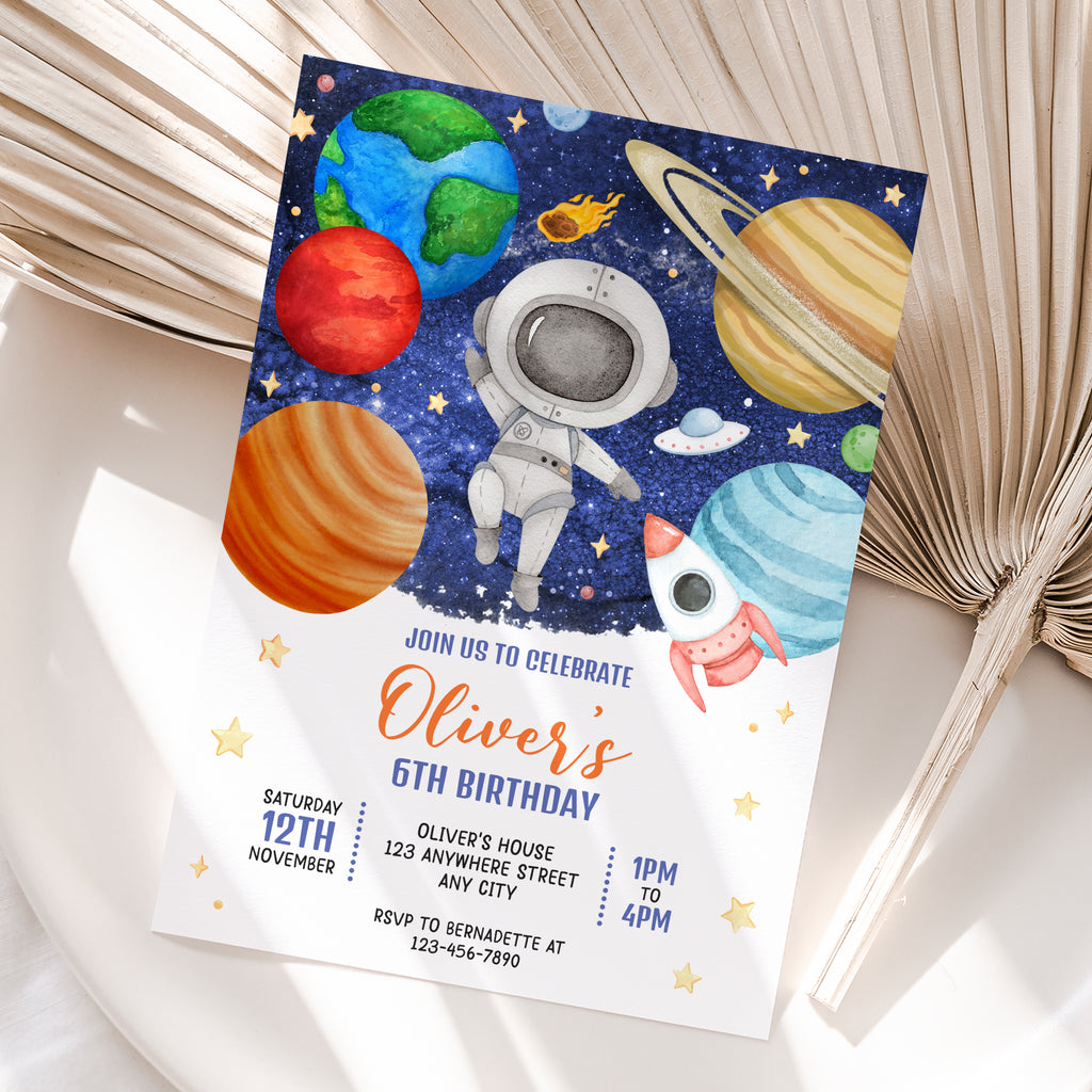 Personalized Space Birthday Invitation – Digital JPG File for Any Age