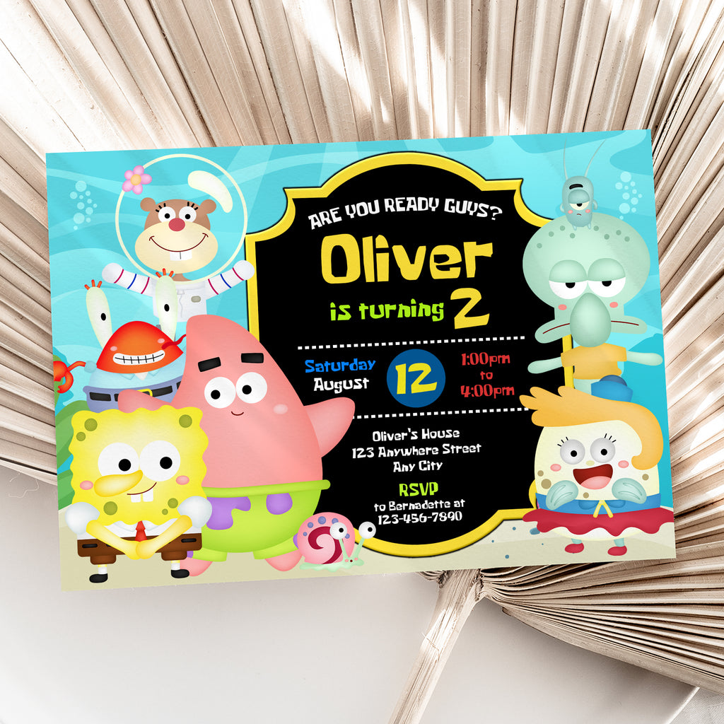 Spongebob Birthday Invitation – Personalized Digital Printable Party Invite