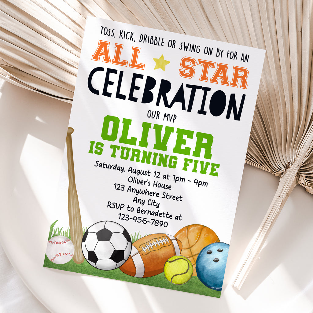 Personalized Sports Birthday Invitation – Digital JPG File for Any Age