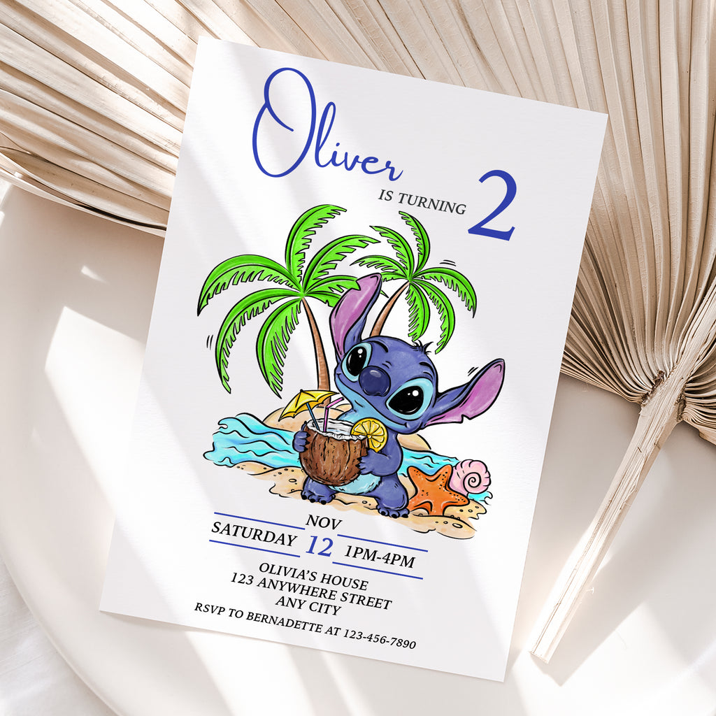 Stitch Birthday Invitation – Personalized Digital Printable Party Invite (Version 2)