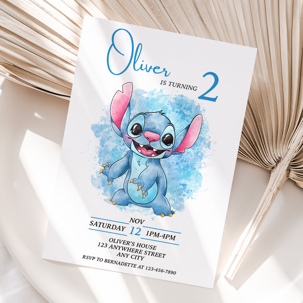 Stitch Birthday Invitation – Personalized Digital Printable Party Invite (Version 3)