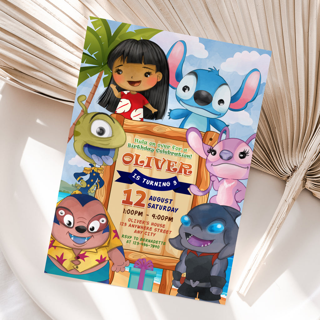 Stitch Birthday Invitation – Personalized Digital Printable Party Invite
