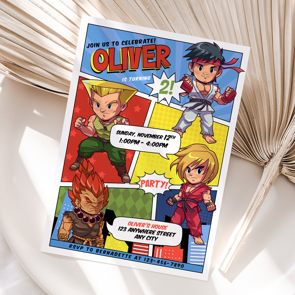 Street Fighter Birthday Invitation – Personalized Digital Printable Party Invite