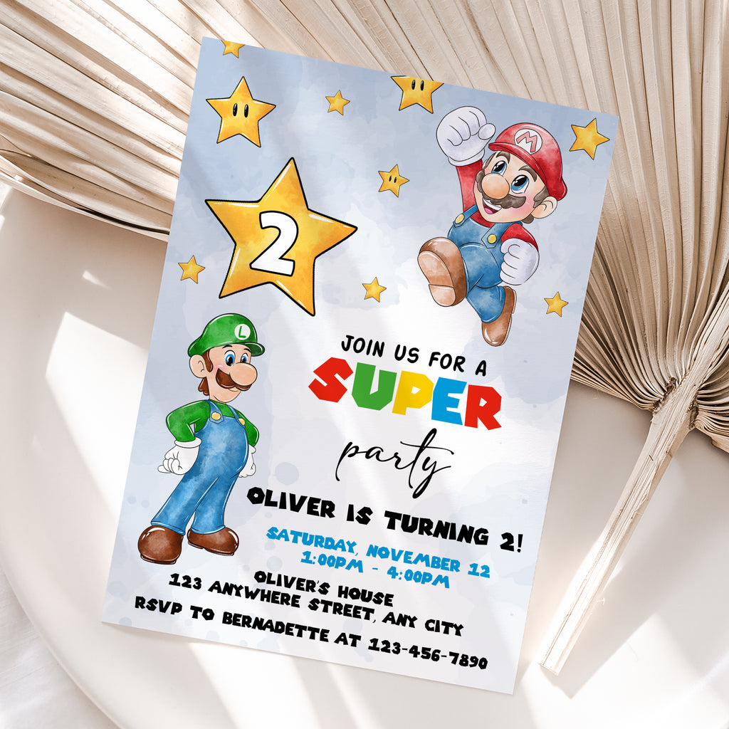 Personalized Super Mario Birthday Invitation – Digital JPG File for Any Age
