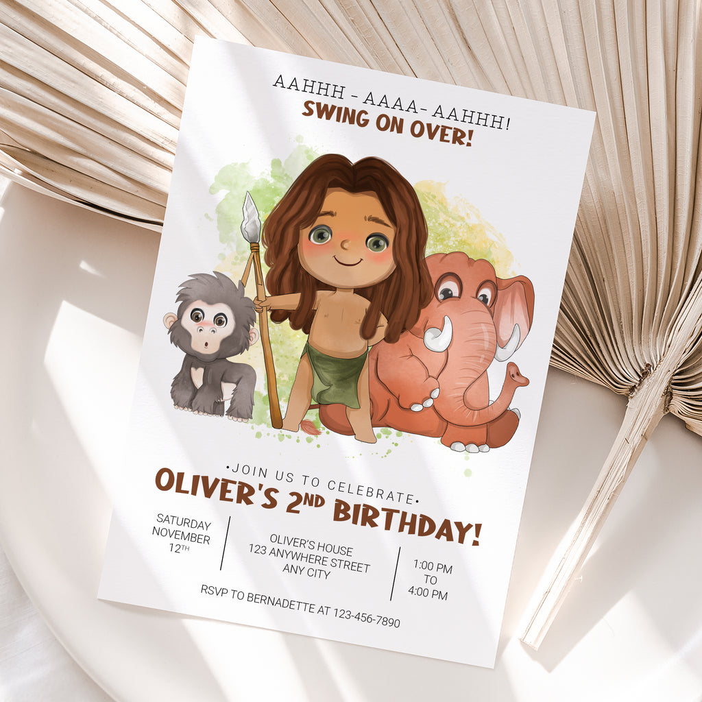 Personalized Tarzan Birthday Invitation – Digital JPG File for Any Age
