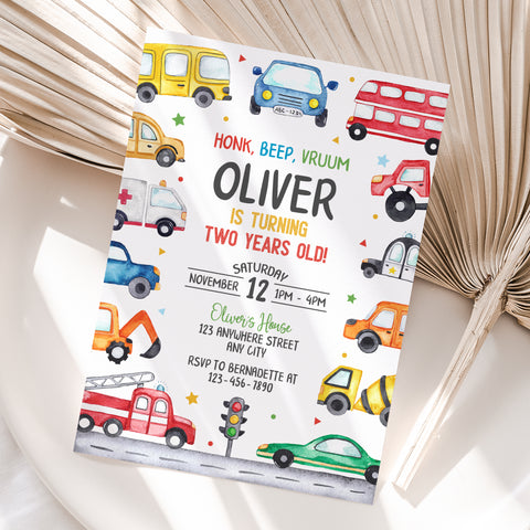 Personalized Transportation Birthday Invitation – Digital JPG File for Any Age