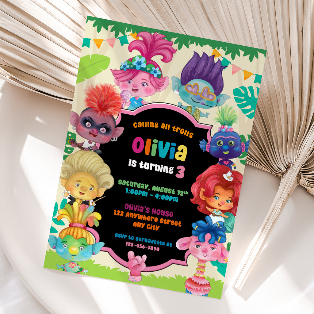 Trolls Birthday Invitation – Personalized Digital Printable Party Invite (Version 2)