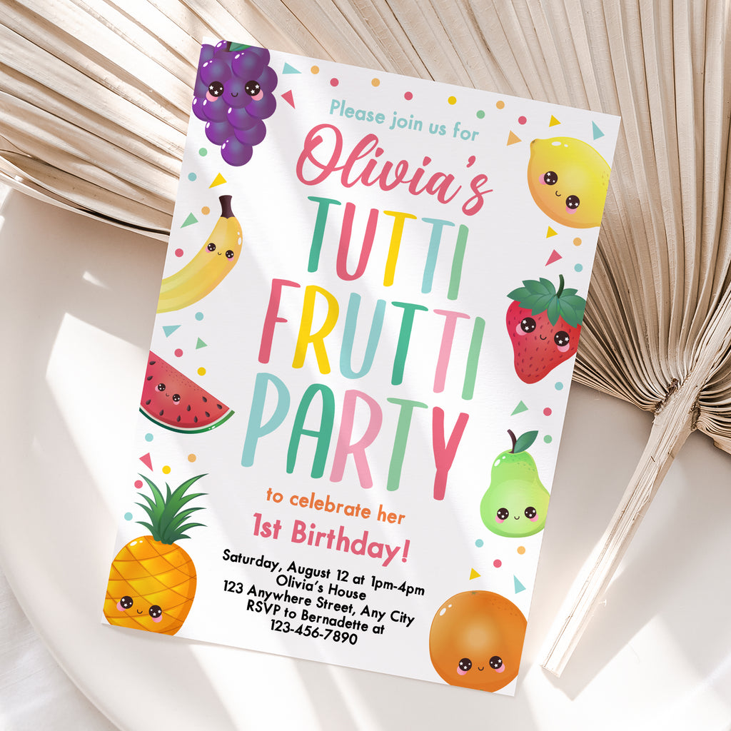 Personalized Tutti Frutti Birthday Invitation – Digital JPG File for Any Age (Version 2)