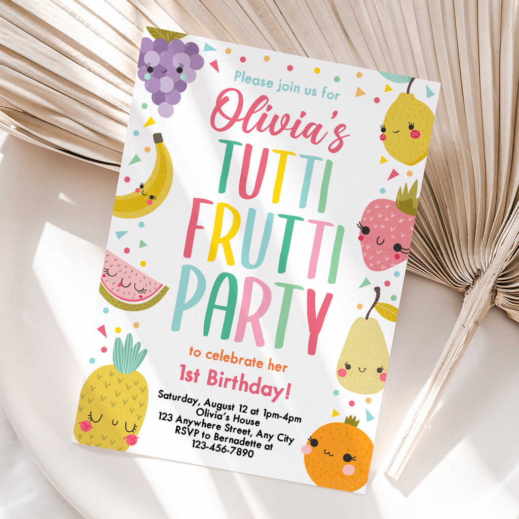 Personalized Tutti Frutti Birthday Invitation – Digital JPG File for Any Age (Version 3)
