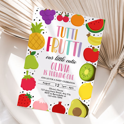 Personalized Tutti Frutti Birthday Invitation – Digital JPG File for Any Age (Version 5)