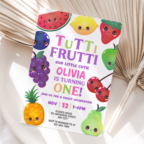 Personalized Tutti Frutti Birthday Invitation – Digital JPG File for Any Age