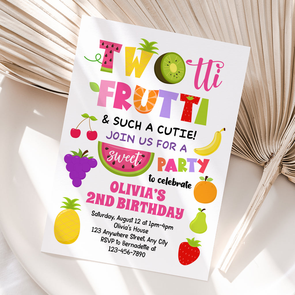 Personalized Two-tti Frutti 2nd Birthday Invitation – Digital JPG File (Version 2)