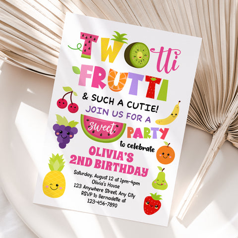 Personalized Two-tti Frutti 2nd Birthday Invitation – Digital JPG File (Version 3)