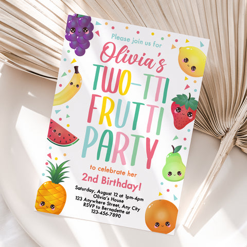 Personalized Two-tti Frutti 2nd Birthday Invitation – Digital JPG File (Version 4)