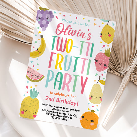 Personalized Two-tti Frutti 2nd Birthday Invitation – Digital JPG File (Version 5)