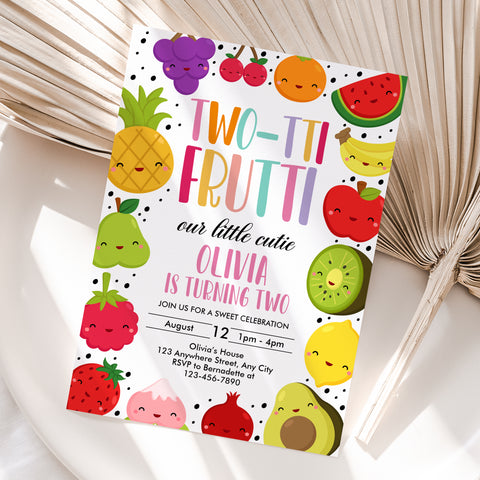 Personalized Two-tti Frutti 2nd Birthday Invitation – Digital JPG File (Version 6)