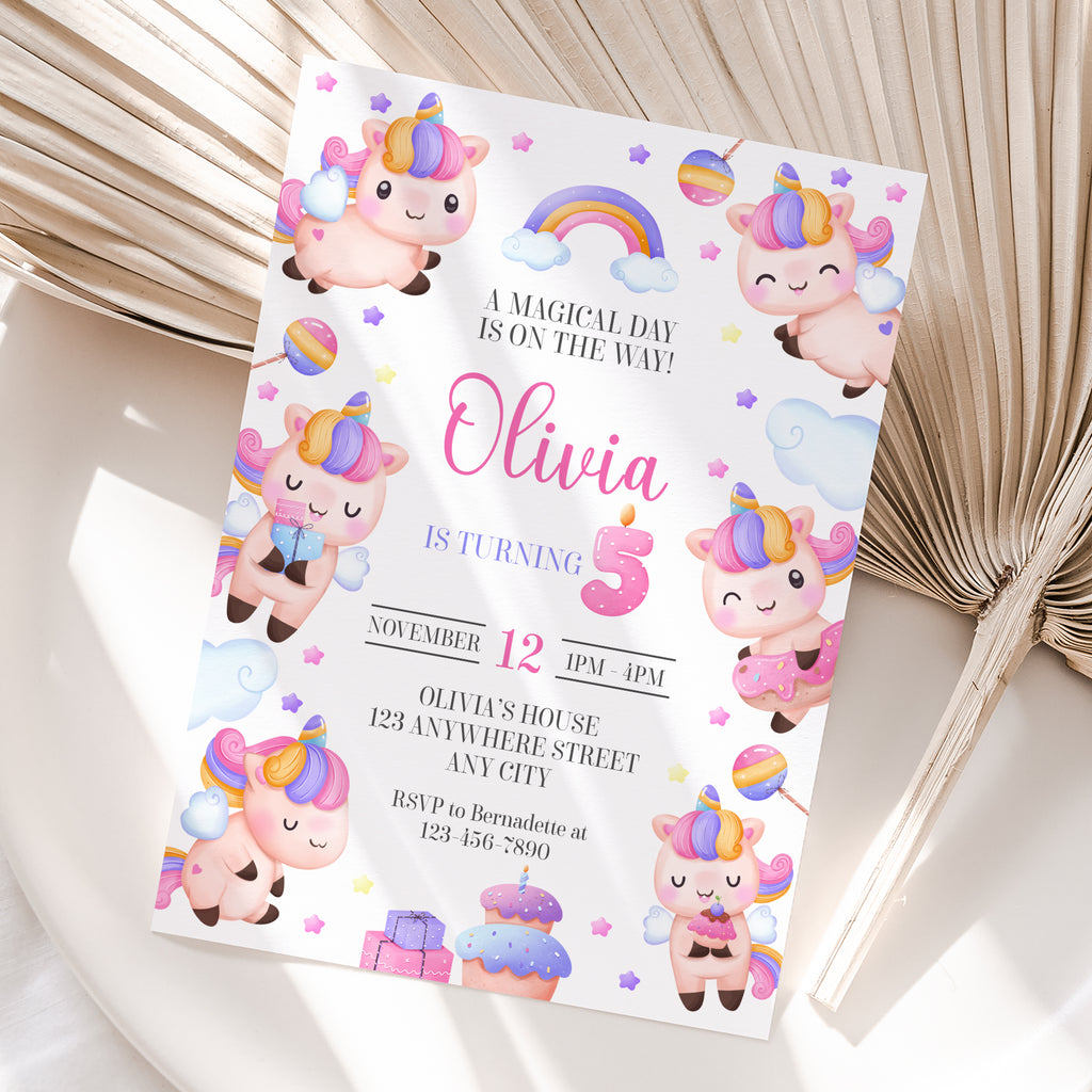 Personalized Unicorn Birthday Invitation – Digital JPG File for Any Age (Version 2)
