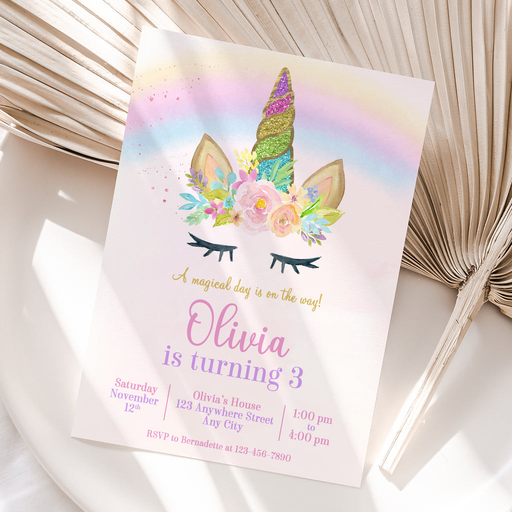 Personalized Unicorn Birthday Invitation – Digital JPG File for Any Age
