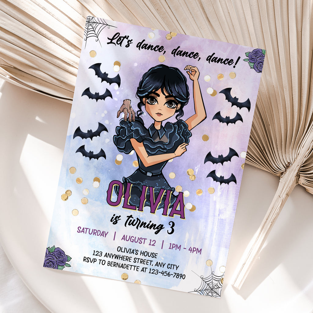 Wednesday Addams Birthday Invitation – Personalized Digital Printable Party Invite