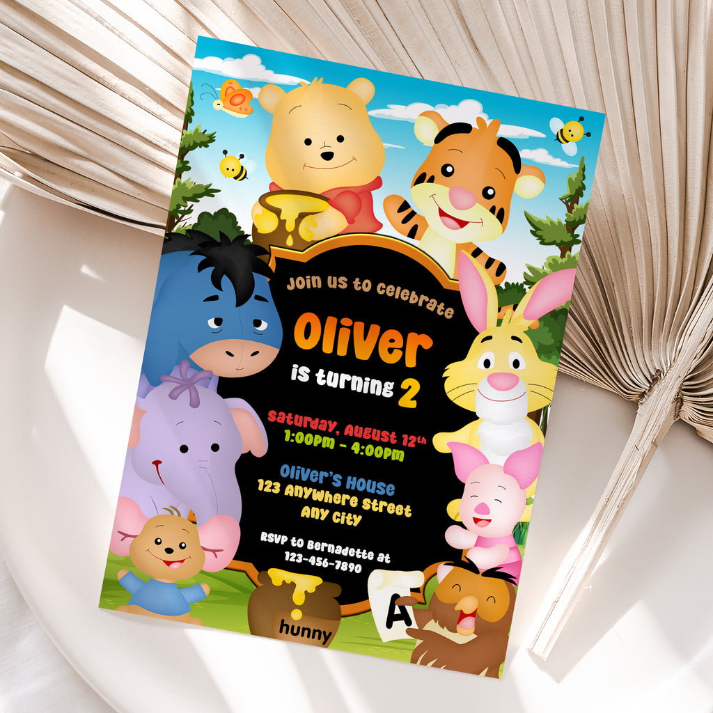 Winnie The Pooh Birthday Invitation – Personalized Digital Printable Party Invite (Version 2)