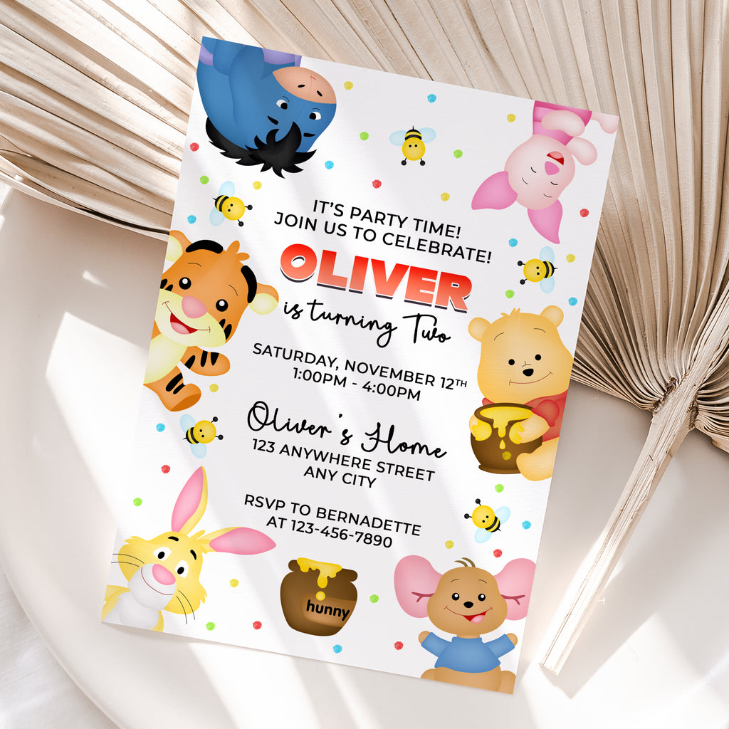 Winnie The Pooh Birthday Invitation – Personalized Digital Printable Party Invite